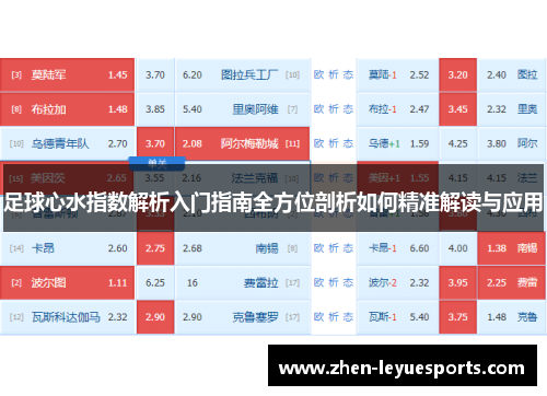 足球心水指数解析入门指南全方位剖析如何精准解读与应用 足球心水指数解析入门指南全方位剖析如何精准解读与应用